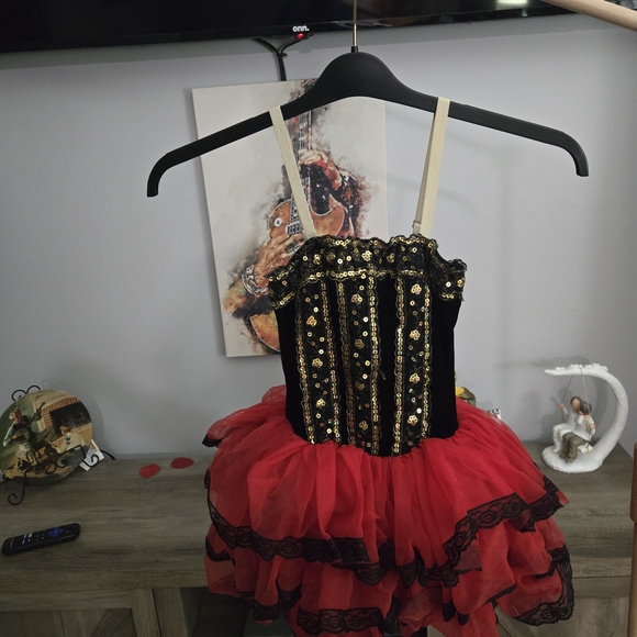 Revolution Other - Revolution Black Sequin Bodice with Red Layered Tutu